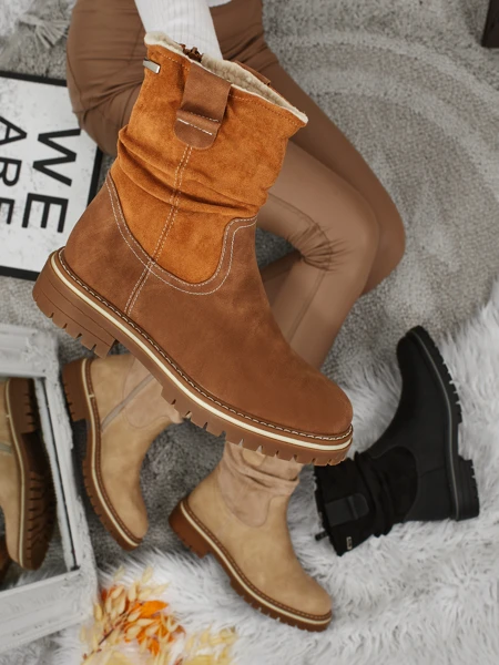 Wyższe botki damskie eko zamszowe Liora