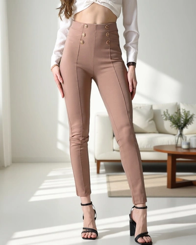 Женские хлопковые treggings Royalfashion с декоративными пуговицами