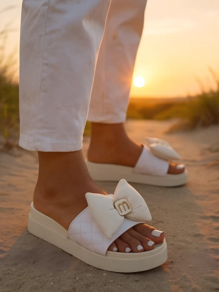 Royalfashion Жіночі шльопанці на платформі з бантиком Mivo Jump