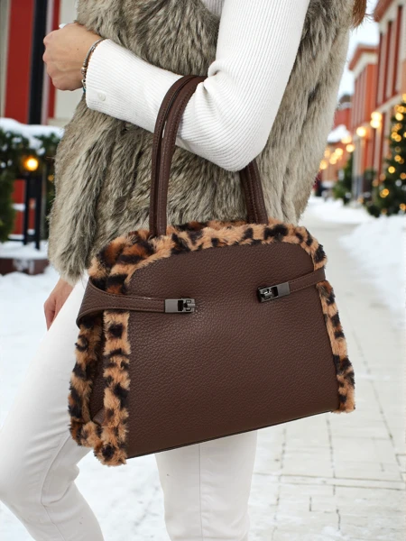 Маленька жіноча сумочка з екошкіри з леопардовим принтом Panthory