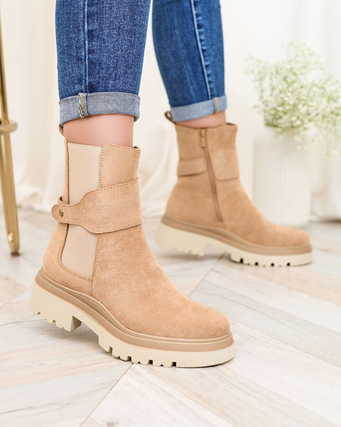 Royalfashion Светло-коричневые женские сапоги с декоративным ремешком Doasa