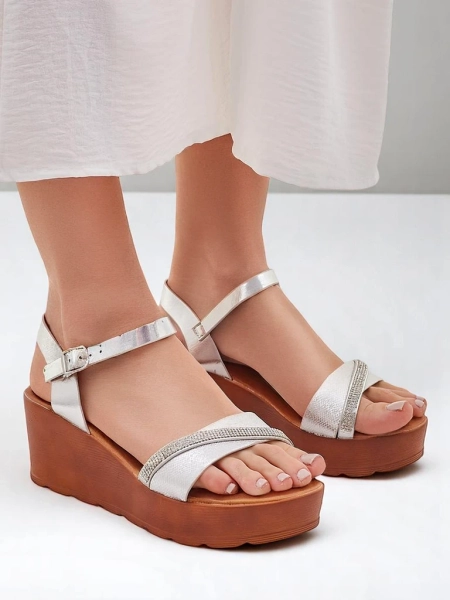 Royalfashion жіночі wedge-сандалі з стразами та блискітками Aurora Glow