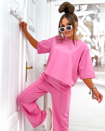 Royalfashion Жіночий костюм з бавовни з розкльошеними штанами