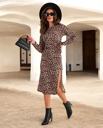 Жіноча сукня міді Royalfashion з леопардовим принтом