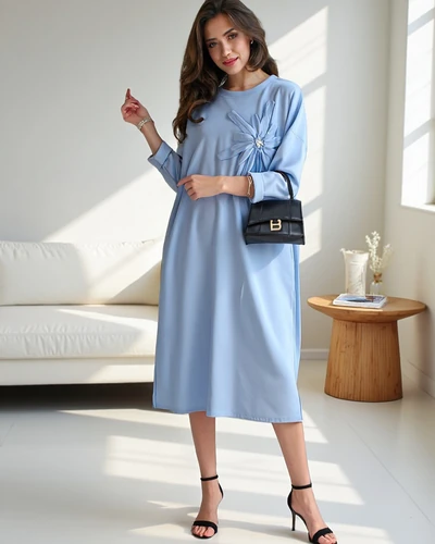 Женское миди платье Royalfashion, свободный крой из ткани с цветком