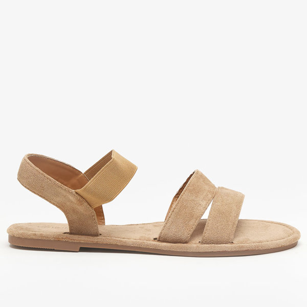 OUTLET Світло-коричневі жіночі еко-замшеві сандалі на плоскій підошві Nerina - туфлі