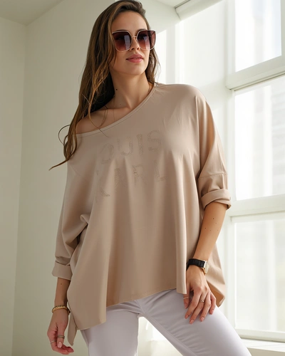 Royalfashion Жіноча блуза з віскози з написом з страз