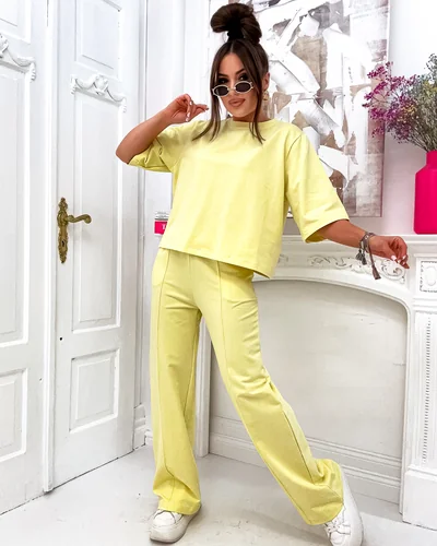 Royalfashion Женский хлопковый комплект с широкими штанами