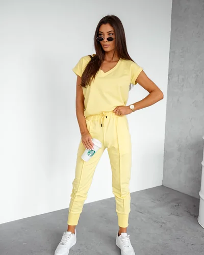 Royalfashion Жіночий повсякденний комплект з бавовни з короткими рукавами