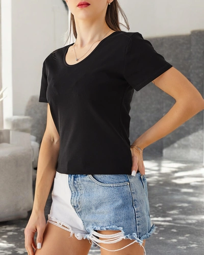 Royalfashion Жіноча бавовняна футболка з мереживом на спині