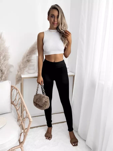 Утепленные женские леггинсы черного цвета - Одежда