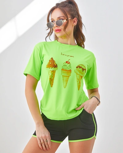 Женский спортивный комплект Royalfashion с футболкой и шортами «Мороженое»