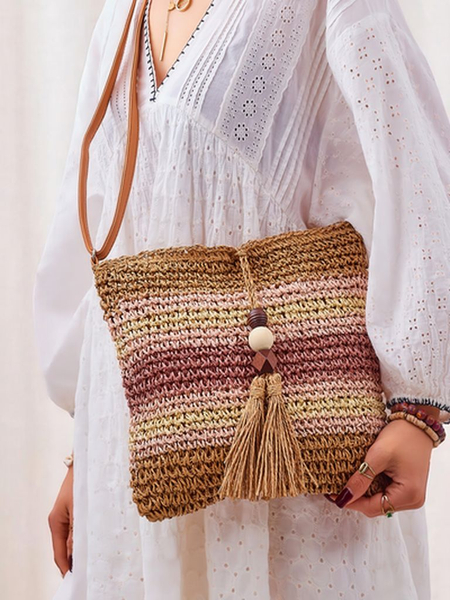 Royalfashion Маленька жіноча солом'яна сумка в смужку Charm Mini