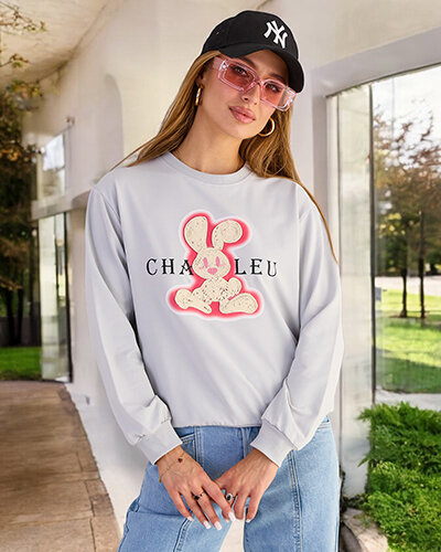 Жіночий бавовняний світшот з тонким принтом Royalfashion