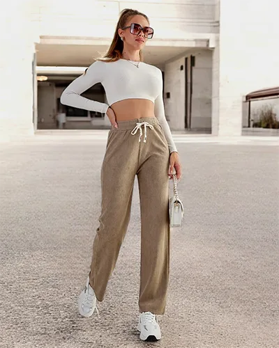 Royalfashion Женские широкие ребристые брюки PLUS SIZE