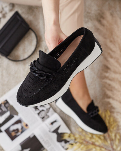 Royalfashion Ажурные женские мокасины с цепочкой Isolla