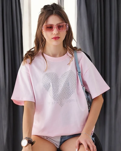 Royalfashion Жіноча бавовняна футболка LOVE з кристалами