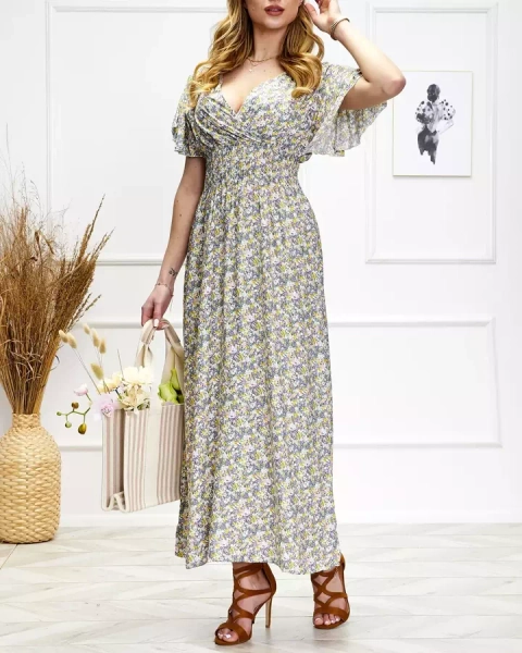 Женское цветочное платье-миди фиолетового цвета - Одежда