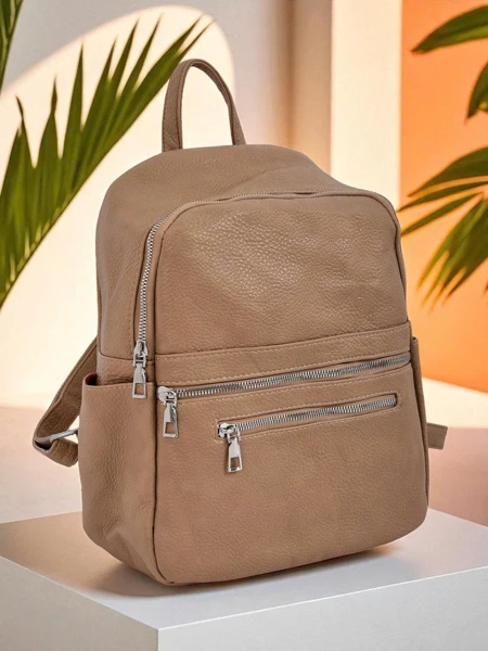 Жіночий Рюкзак Aureliana Królewska Moda Світло-Коричневий Еко Шкіра на Блискавці