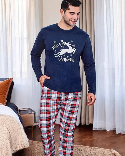 Мужские хлопковые пижамы Royalfashion в клетку