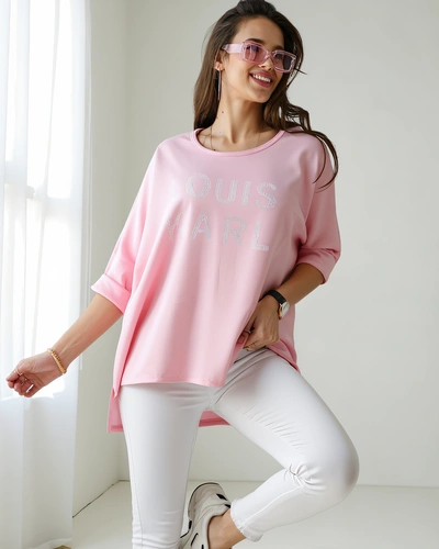 Royalfashion Жіноча блуза з віскози з написами з стразів