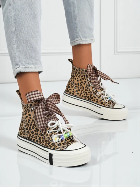 Женские кеды Leonora Leo коричневые на платформе – итальянский стиль, ткань