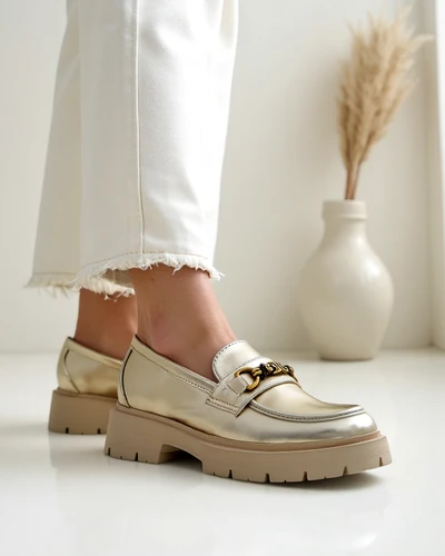 Royalfashion Женские мокасины с золотым покрытием Goldlove