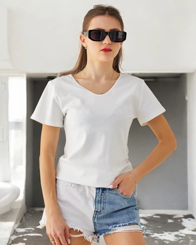 Женская хлопковая футболка Royalfashion с кружевом на спинке