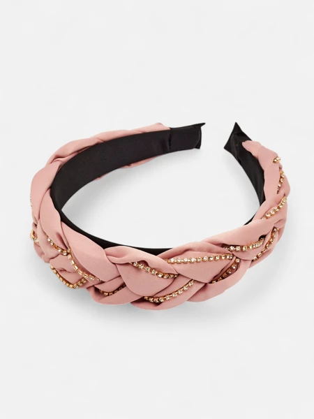 Royalfashion Пов'язка на волосся з плетінням у косу, оздоблена цирконами