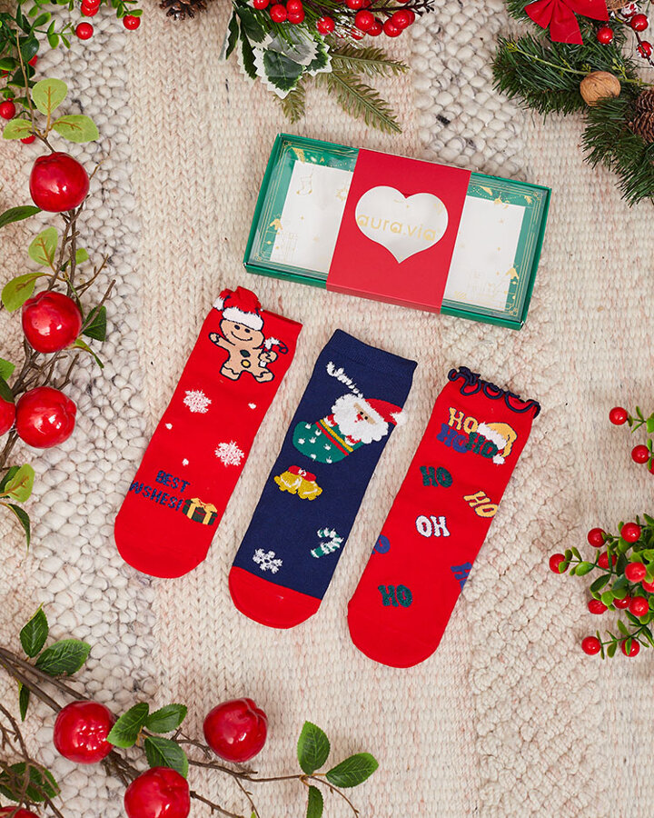 Royalfashion Рождественские детские носки в коробке 3/упак
